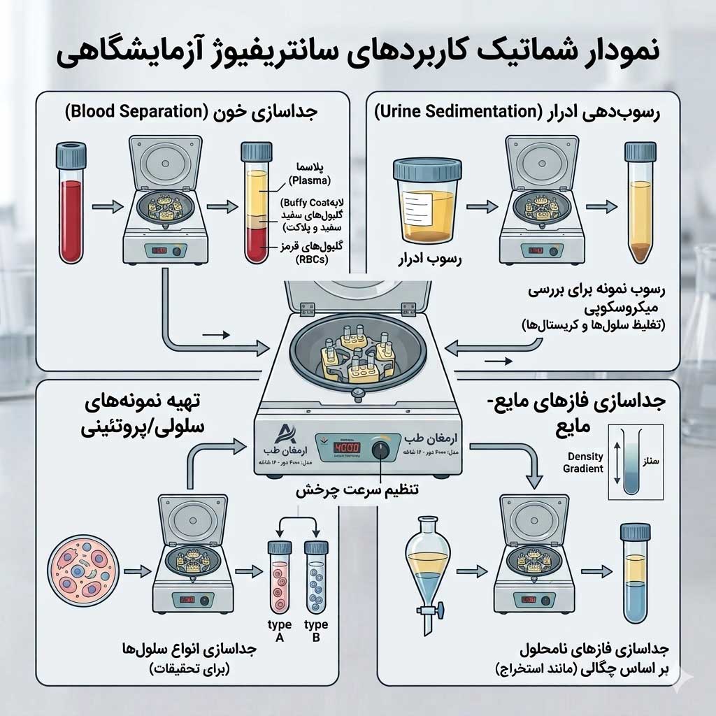 کاربرد دستگاه سانتریفیوژ 4000 دور 16 شاخه